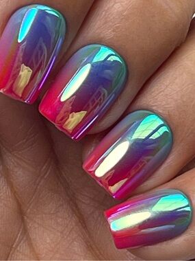 Red Aspen Holo Ombre Press-On Nails - Pink Blue Coffin Set